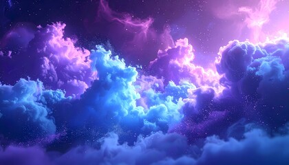 Fototapeta premium Magical Blue-Purple Glitter Cloud. Blurred Glitter Bokeh Confetti Lights Background