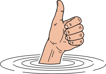Hand Giving Thumbs Up in Water with Ripples