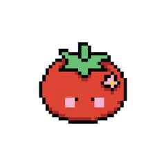 Fototapeta premium Cute tomatoes character illustration pixel art design