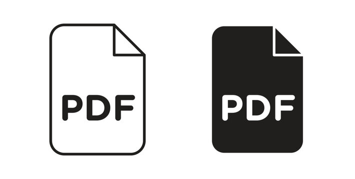 PDF file icon simple vectors in black, suitable for projects