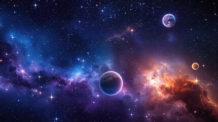 Obraz premium Space background with stardust and shining stars. Realistic cosmos and color nebula. Colorful galaxy