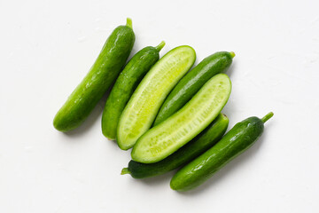 Fresh green organic mini baby bucumbers