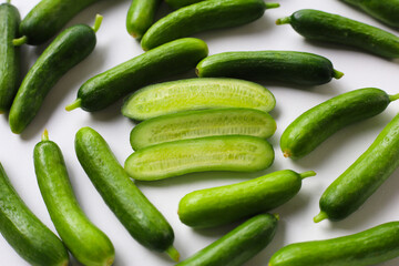 Fresh green organic mini baby bucumbers