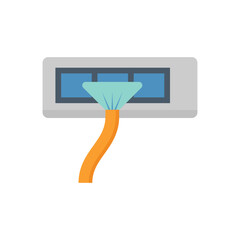 Air conditioner cleaning vector icon, showing water spray to wash remove dust and harmful particles from evaporator coil of AC indoor unit. Represents HVAC maintenance and improved health.