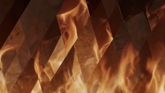 Abstract Fire Background with Geometric Overlay for Modern Design.
