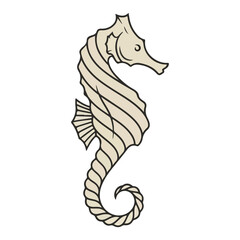 Vintage Seahorse Illustration. Hand-drawn Engraving Style Vector Marine Animal.