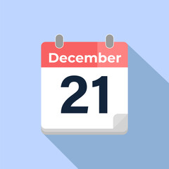 December 21 Vector Calendar
Modern flat color vector calendar with date