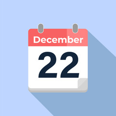 December 22 Vector Calendar
Modern flat color vector calendar with date