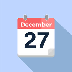 December 27 Vector Calendar
Modern flat color vector calendar with date