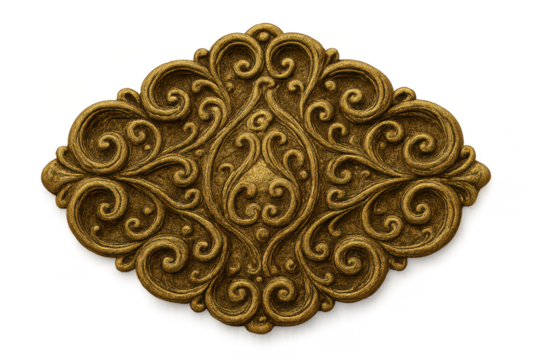 Intricate golden ornamental scrollwork isolated on transparent background