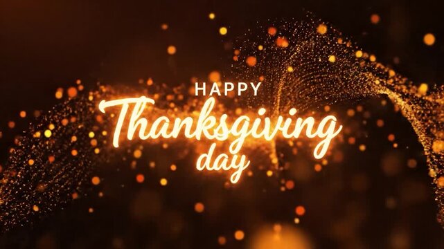 Happy Thanksgiving Day Glowing Particles Celebration Background.