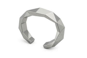 Modern abstract silver geometric arch shape isolated on transparent background