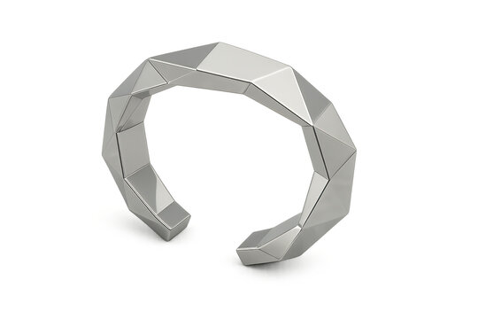 Modern abstract silver geometric arch shape isolated on transparent background - Powered by Adobe