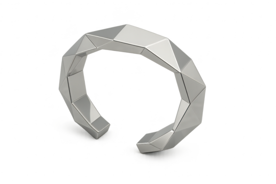 Modern abstract silver geometric arch shape isolated on transparent background