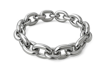 Fototapeta premium Polished silver chain bracelet, luxury fashion isolated on transparent background.