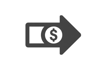 Obraz premium An arrow points right, containing a dollar sign within a circle, symbolizing money flow, transactions, or financial movement, possibly indicating income or expenditure. background removed