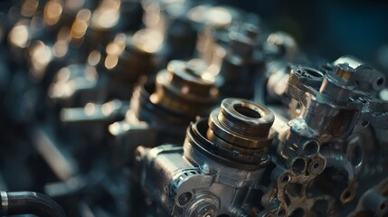 Close-Up View of Precision Engine Components Highlighting Intricate Mechanical Design and Functionality in Automotive Engineering