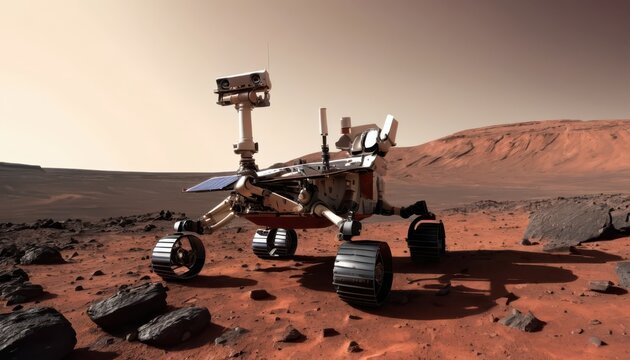 Robotic Explorer Navigating the Martian Landscape