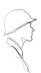 Minimalist Soldier Portrait Continuous Line Art
