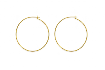 Shiny golden hoop earrings, a pair isolated on transparent background