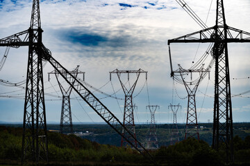 Electric pylons over a rural region