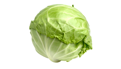 Fresh green cabbage with textured leaves on a black background
