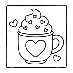 Bold and Easy Valentine's Day Coloring Page for Kids and Adults,  Cozy Love Coloring Page, Cute and Cozy, Bold and Easy, Fun Romantic, Hygge-Inspired Designs, Valentine's Day, Self-love, Victor art.