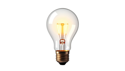 Light bulb illuminates brightly against a contrasting black background