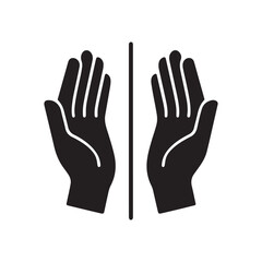 Obraz premium Open Hands Silhouette Symbolic Gesture of Offering Help Prayer Support and Connection with Divine Guidance in Vector Format silhouette