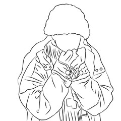 Line Art of Woman in Winter Gear
​
