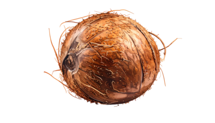 Round coconut husk detail, textured fibrous surface, close-up view