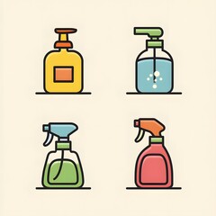 Four Cleaning Product Bottle Icons image stock