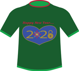 Happy New Year 2026 T-Shirt Design Eps, New Year T-Shirt Design Eps, 2026 New Year Celebration T-Shirt Vector Design, New Year 2026 Typography T-Shirt Template EPS. 2026 Retro Typography T-Shirt 