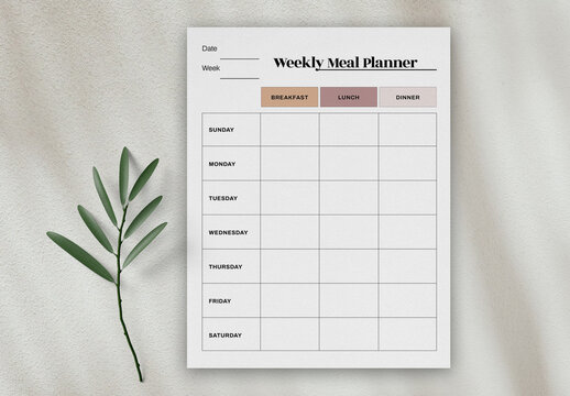 Weekly Meal Planner Grid Layout
