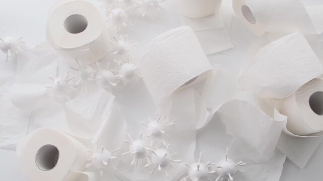 studio shoot of toilet paper in concept of virus