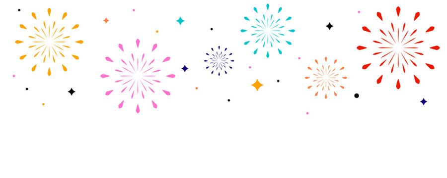 Colorful abstract fireworks border on a white background vector illustration