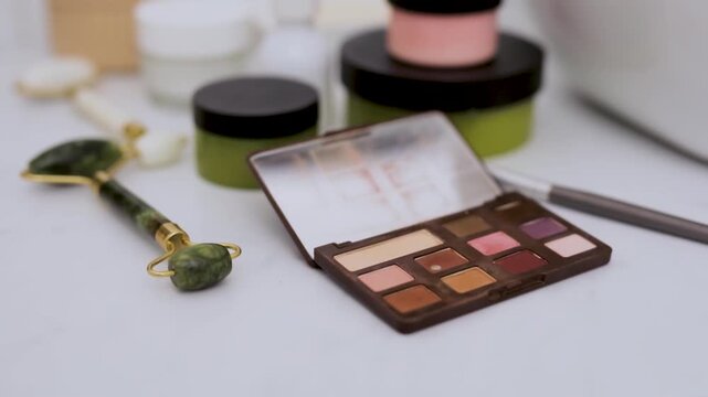 shoot of makeup produts and facial equipment