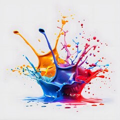 Colorful Paint Splashes in Mid- Air liquid Image
