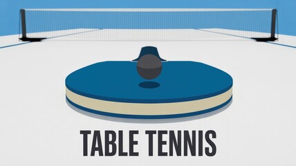 Exciting table tennis match with paddle and ball ready for action, ping pong competition, perfect for sports themed designs and tournament promotion