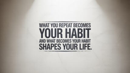 Inspirational message about habits shaping your life, perfect for motivational posters and blog quotes, encouraging positive change and personal growth success