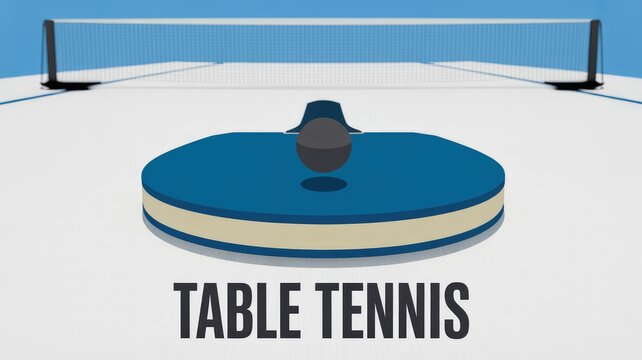 Exciting table tennis match with paddle and ball ready for action, ping pong competition, perfect for sports themed designs and tournament promotion