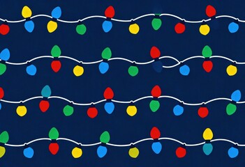 Colorful LED Christmas string lights on dark background, festive holiday decoration for Xmas celebration and winter season ambiance