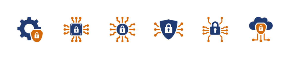 cyber security icon set. Solid style, vector illustration