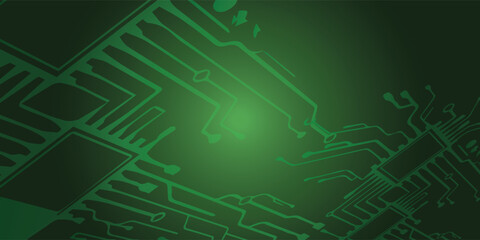 Green Circuit Board Pattern: Electronic Network Design with Interconnected Pathways.
