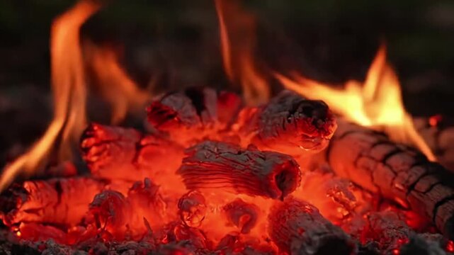 Visual representation of primal energy and transformation through the mesmerizing, contained movement of fire elements. Symbolic portrayal of elemental power and natural cycles without any literal?