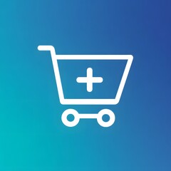 Shopping Cart With Plus Sign Icon On Teal Blue medical Image