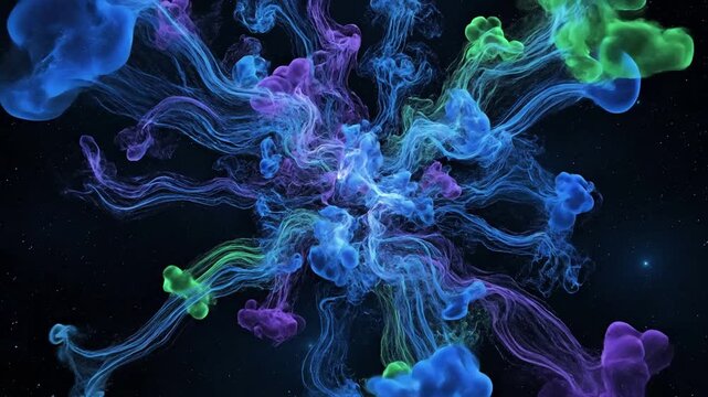 Generative Art Metamorphosis Exploring the concept of digital organisms undergoing constant, seamless transformation, creating new and complex abstract structures that evolve infinitely.