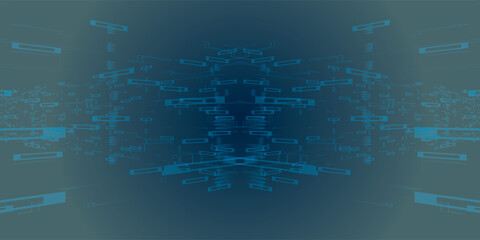 Abstract Blue Geometric Pattern with Rectangles and Lines on Gradient Background.
