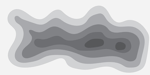 Abstract Topographic Map with Gray Shades and Wavy Contours.