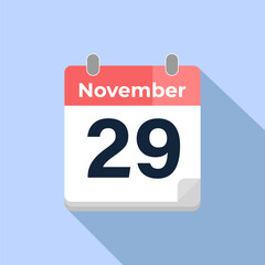 November 29 Vector Calendar
Modern flat color vector calendar with date